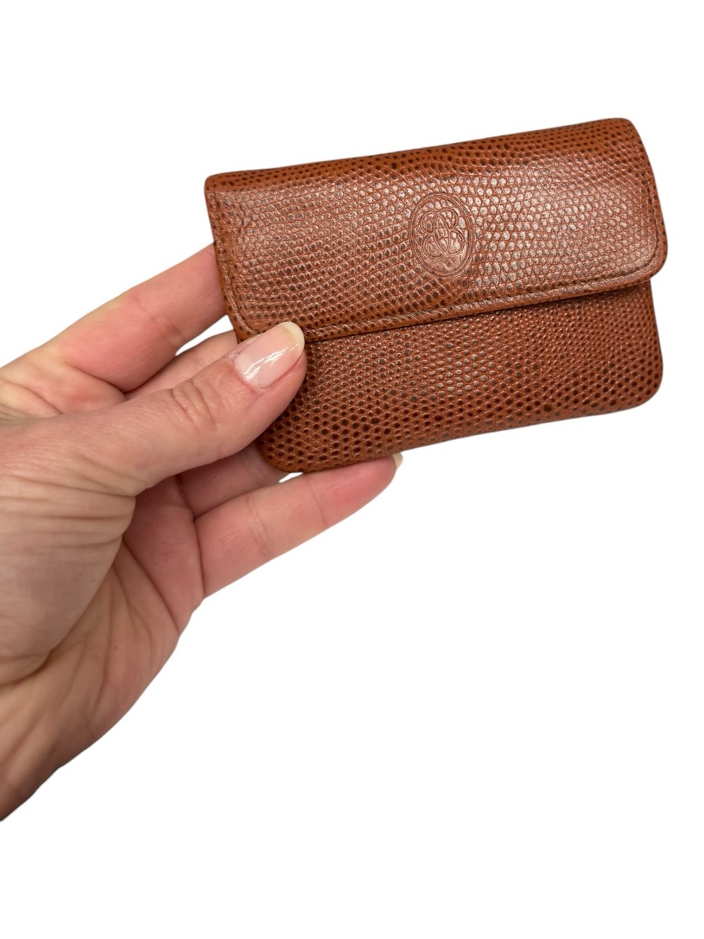 Vintage Buxton Brown Lizard Embossed Leather Coin Pouch Mini Wallet - Picture 11 of 11